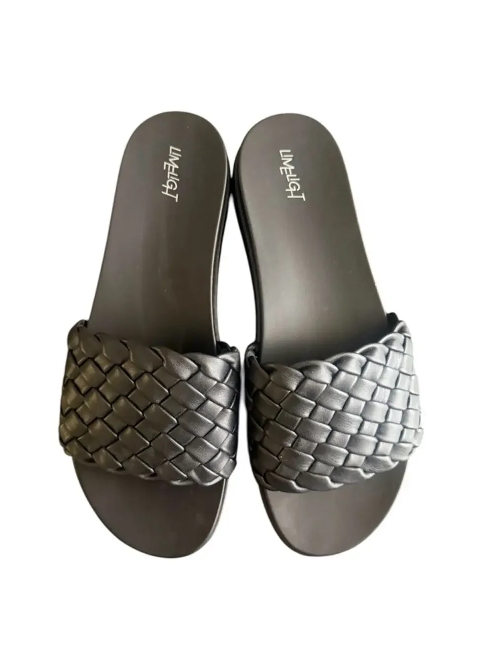 NWOT LimeLight Black Woven Platform Slides Sandals Rubber Shoes Size 11